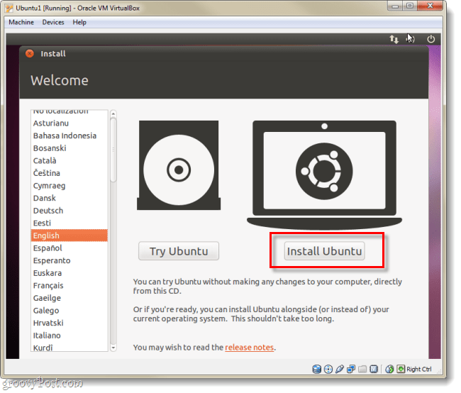 installeer ubuntu 