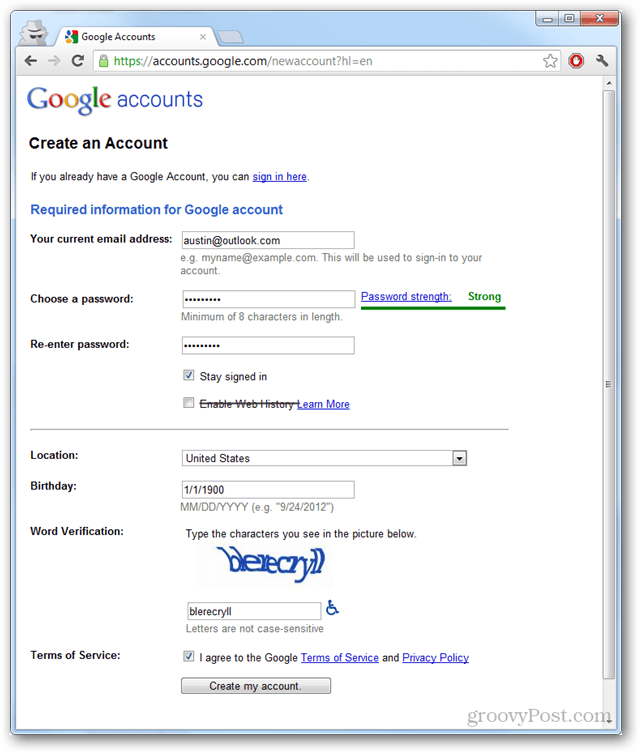 Maak een Google-account zonder Gmail