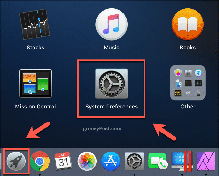 Systeemvoorkeuren starten vanuit het Launchpad op macOS