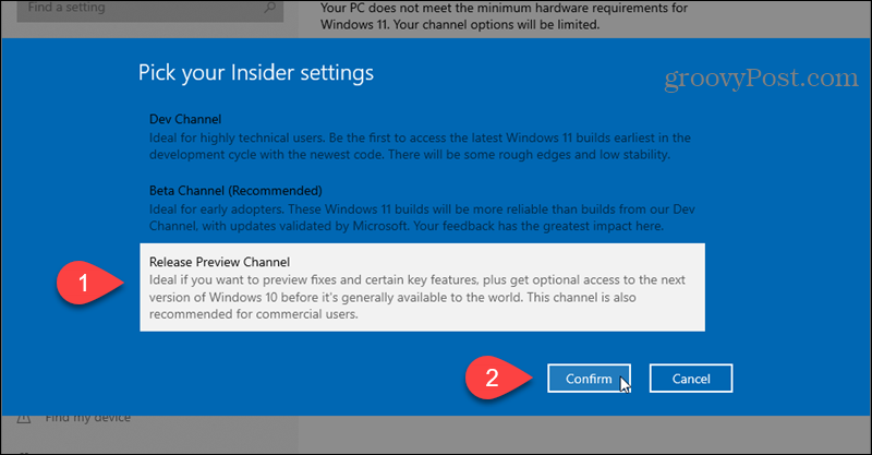 Selecteer het Release Preview-kanaal voor het Windows Insider-programma