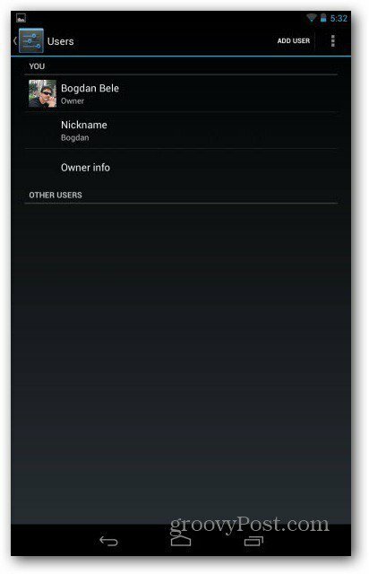 Nexus 7-gebruikersaccounts voegen gebruiker toe