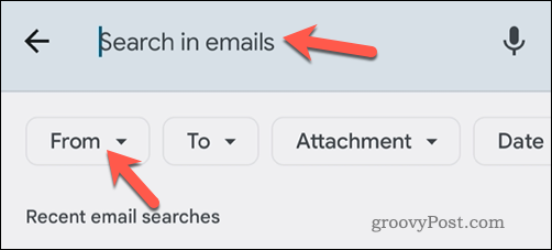 Zoeken naar Gmail-e-mails per e-mail in de mobiele app