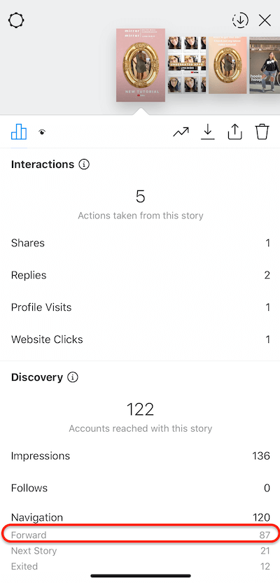 instagramverhalengegevens die tikken voorwaarts op uw verhaal laten zien