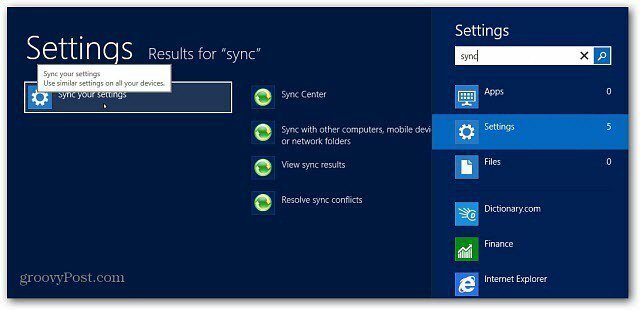 Hoe de Windows 8 Sync-functie te beheren