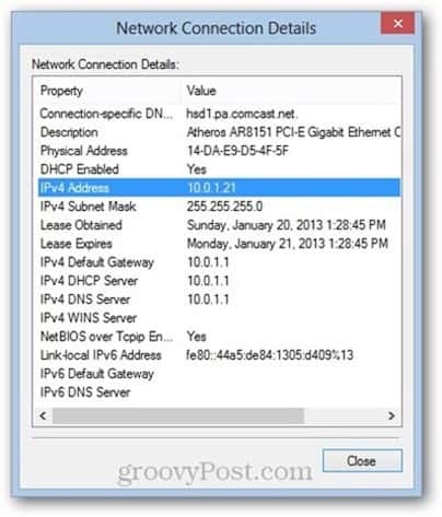 windows 8 media access control (MAC) adres