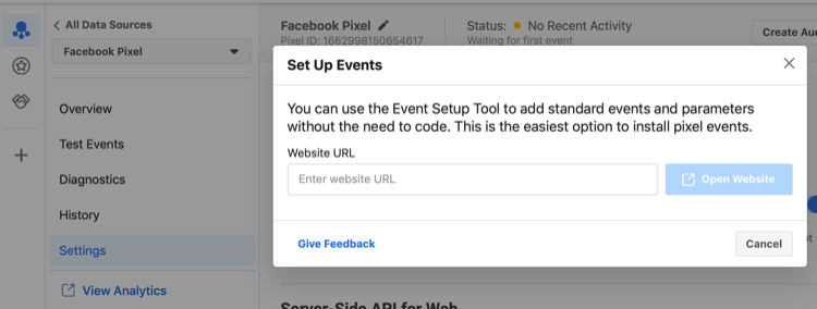 Instellingstool voor Facebook-evenementen