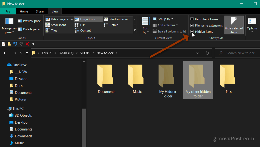 Bestanden en mappen verbergen op Windows 10