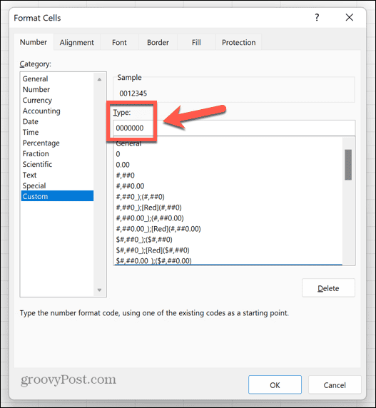 Excel aangepast formaat