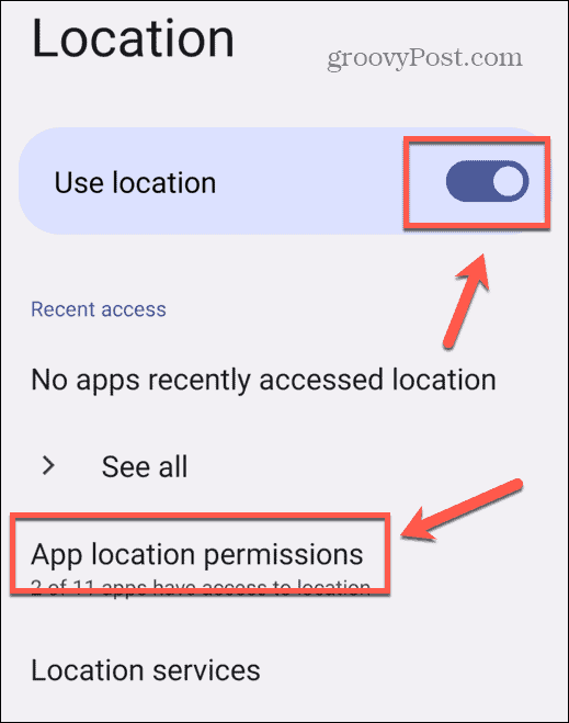 locatierechten voor Android