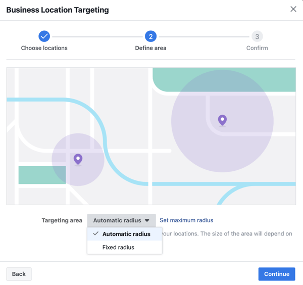 Bepaal uw locatie door een automatische straal voor uw Facebook-advertentie.