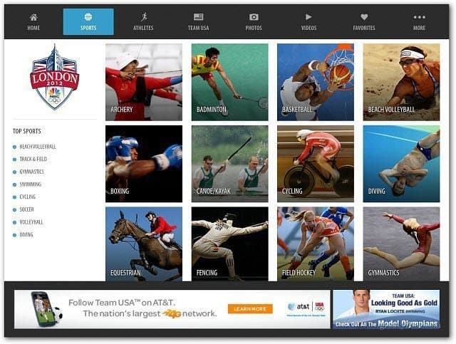 NBC Olympische app iPad
