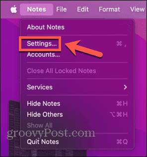 mac notes-instellingen