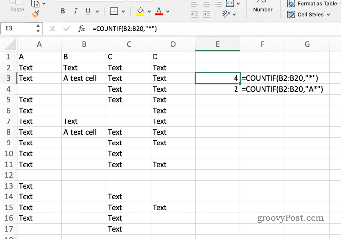 COUNITF-formule in Excel