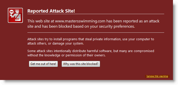 Firefox Alert - Reported Attack Site Detected