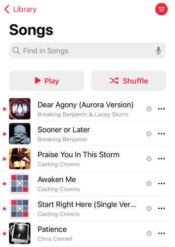 Favoriete nummers in Apple Music