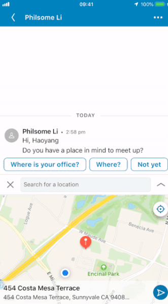LinkedIn heeft een nieuwe toevoeging aan zijn berichtenfunctionaliteit aangekondigd waarmee gebruikers hun locatie of een locatie in de buurt kunnen delen om af te spreken.