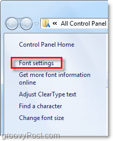 pas de lettertype-instellingen in Windows 7 aan 