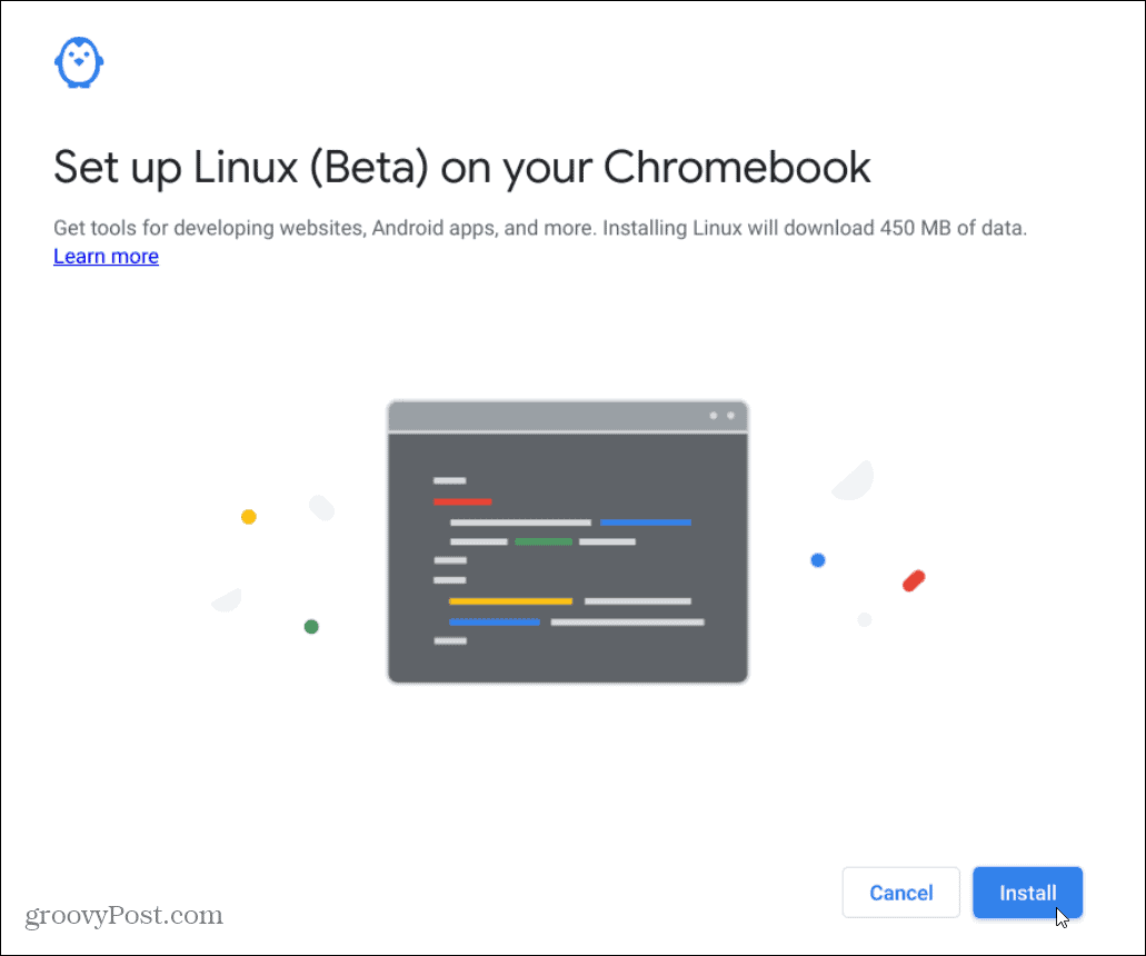  installeer linux chromebook