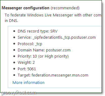 stel uw Messenger-configuratie in om windows live messenger te gebruiken met uw domein