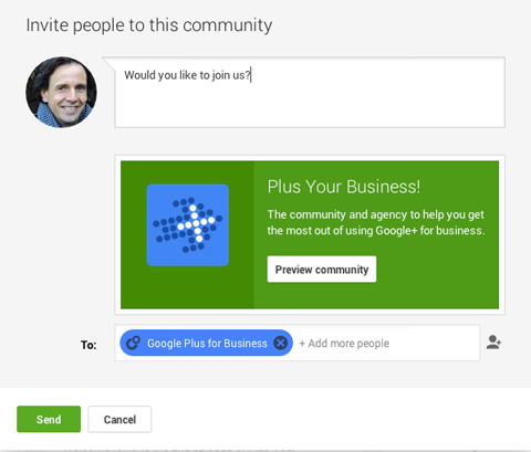 google plus community-uitnodiging