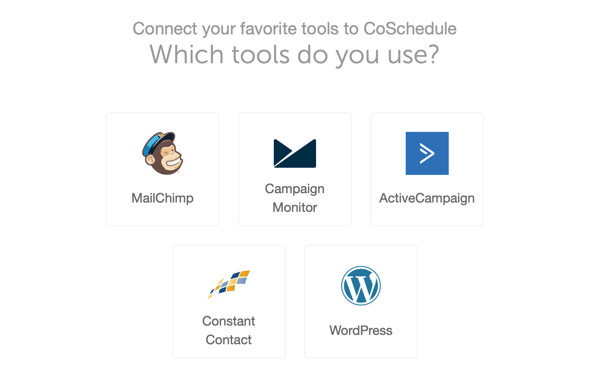 Optie om uw tools toe te voegen aan CoSchedule.