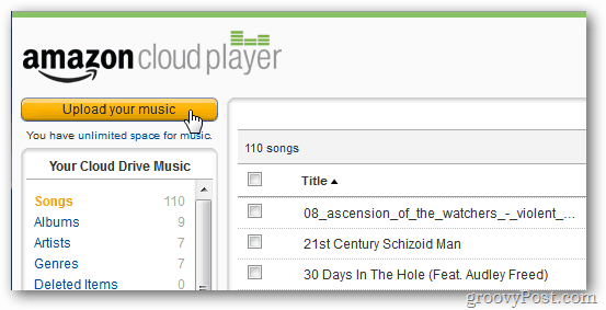 Amazon Cloud Player Upload uw muziek