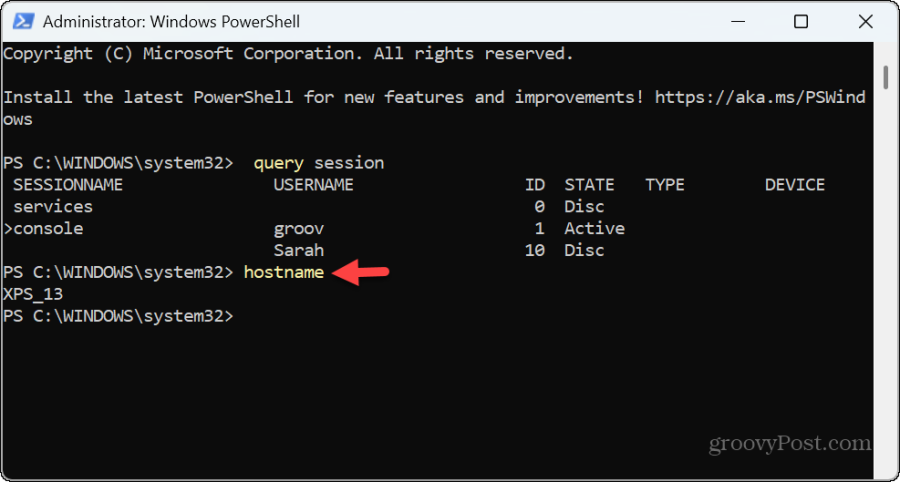 query powershell-hostnaam