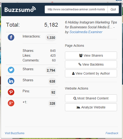 buzzsumo chrome extensie