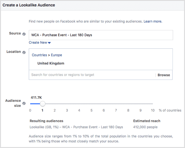 Facebook creëert op evenementen gebaseerd lookalike publiek