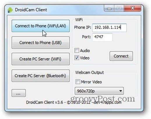 droidcam pc-client wifi