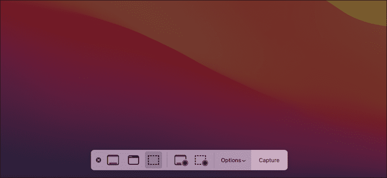 Mac Screenshot-optiesbalk