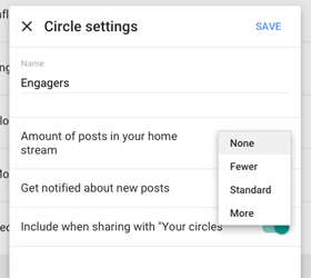 nieuwe Google Plus Circle-instellingen