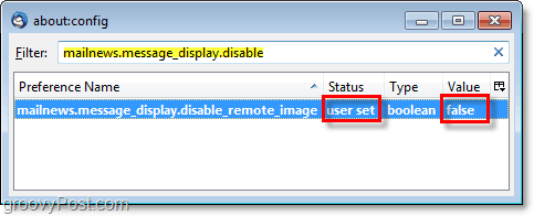 verander mailnews.message_display.disable_remote_image naar false om pop-ups van externe inhoud in Thunderbird 3 uit te schakelen