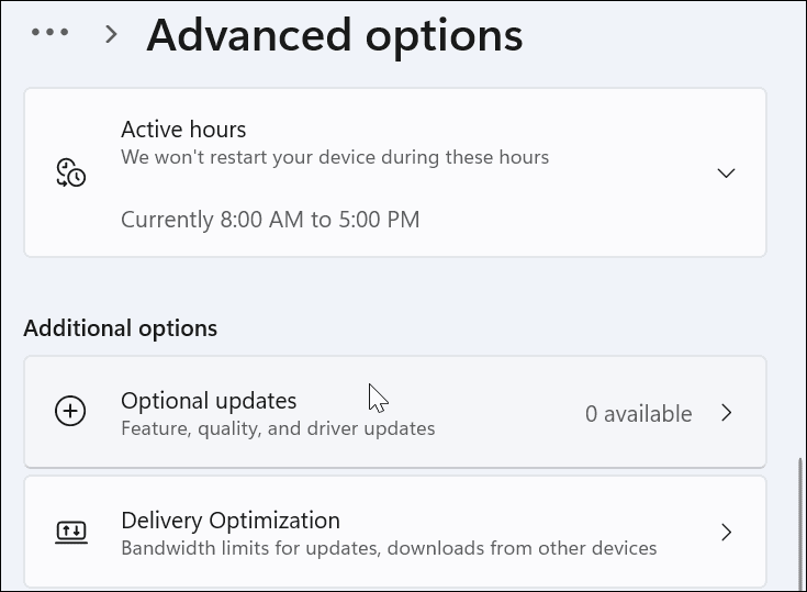 geavanceerde optionele updates windows 11