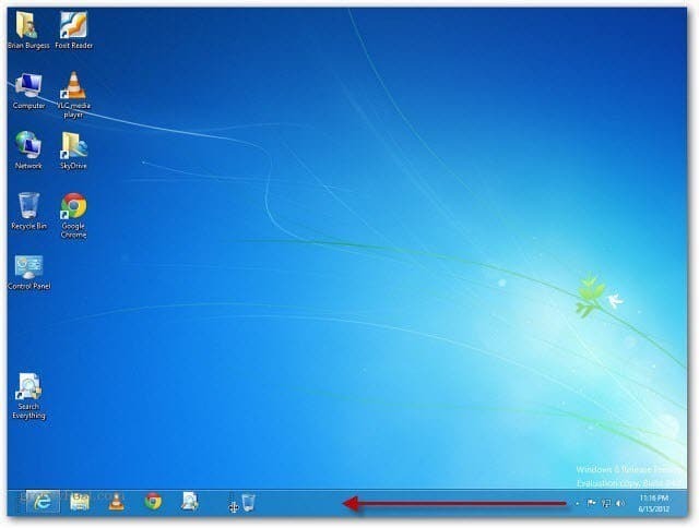 Prullenbak toevoegen aan de taakbalk van Windows 8