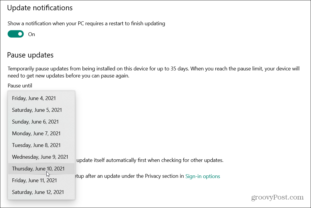 De update voor Windows 10 mei 2021 (versie 21H1) uitstellen