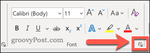 Toegang tot lettertype-instellingen in Word