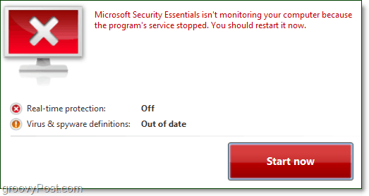 Microsoft Security Essentials moet opnieuw worden opgestart