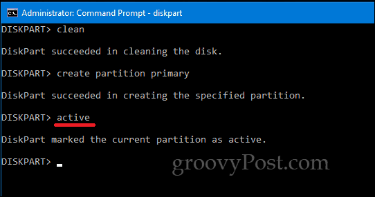 DiskPart Windows 10-opdrachtregel