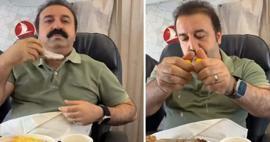 Reactie van Şırdancı Mehmet in het vliegtuig! Hij haalde de siroop uit zijn borst in het vliegtuig...