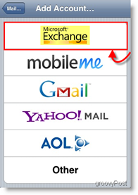 Apple iPhone en iPod Touch Voeg Mail Exchange Server ActiveSync toe