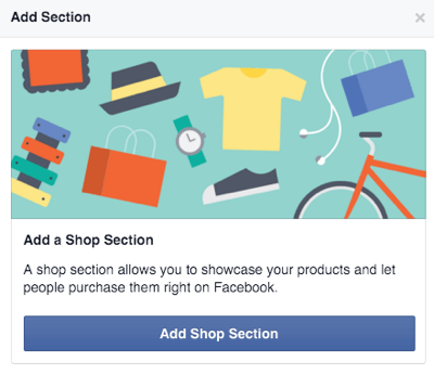 facebook winkel sectie toevoegen knop