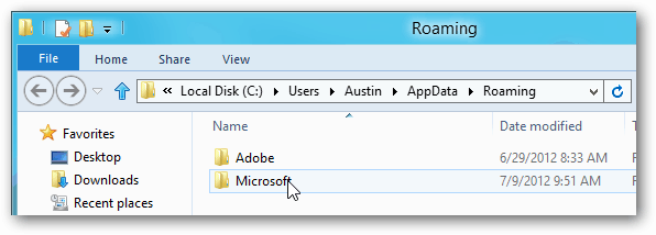 App-data roaming Microsoft Windows 8