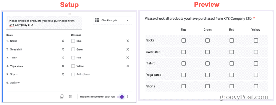 Checkbox Grid Survey Vraag