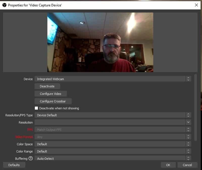 webcam instellingen