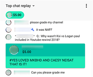Dit is een screenshot van een Super Chat van Nimmin Live, een live YouTube-show gepresenteerd door Nick Nimmin en zijn broer Dee Nimmin. De kijker gaf $ 5,00 en zei: "#Yes Loved MKBHD and Caesy Neisat that is it!"