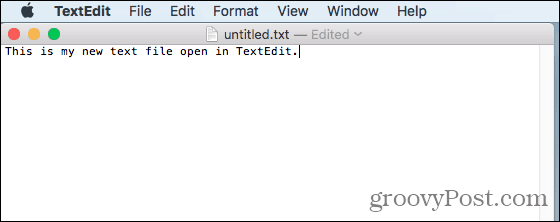 Tekstbestand geopend in TextEdit op Mac