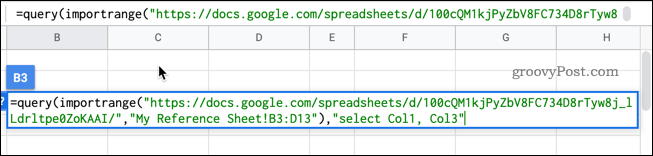 querykolommen in Google Spreadsheets