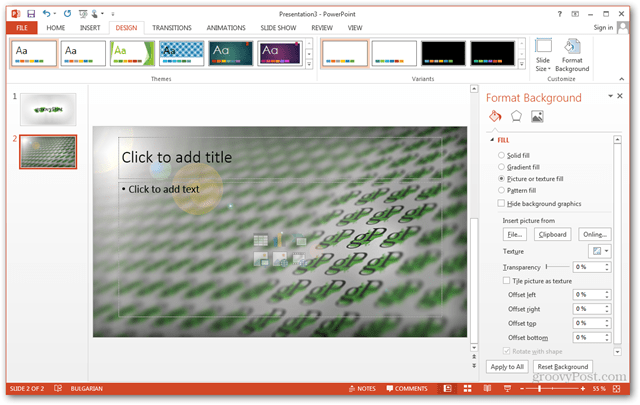 Office 2013-sjabloon Maken Aangepast ontwerp maken POTX Dia-dia's aanpassen Zelfstudie Achtergrond aanpassen