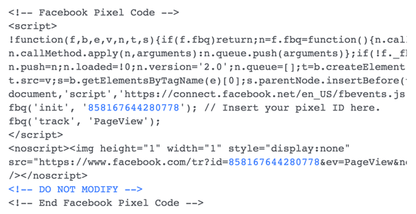 Installeer de Facebook-pixelcode op uw website.